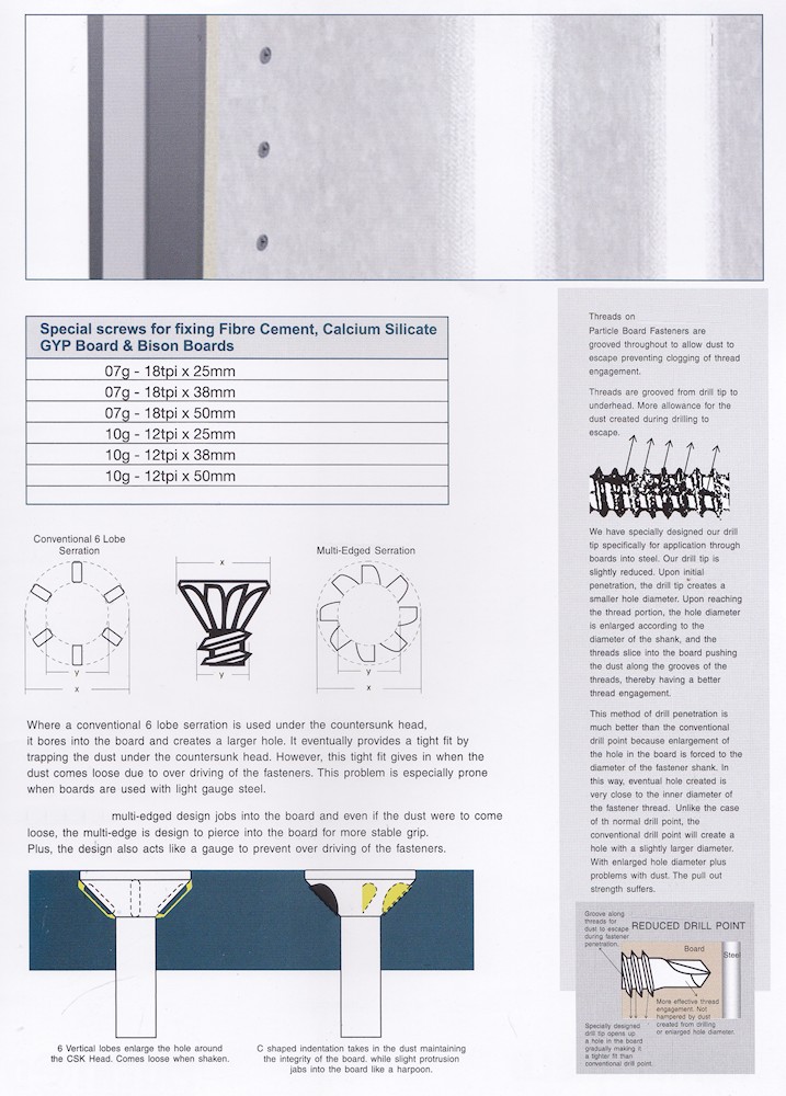 fasteners for board fixing and drywall applications